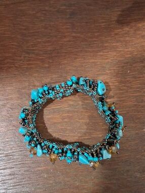 Turquoise Bead Cluster Magnetic Bracelet - Women Jewelry